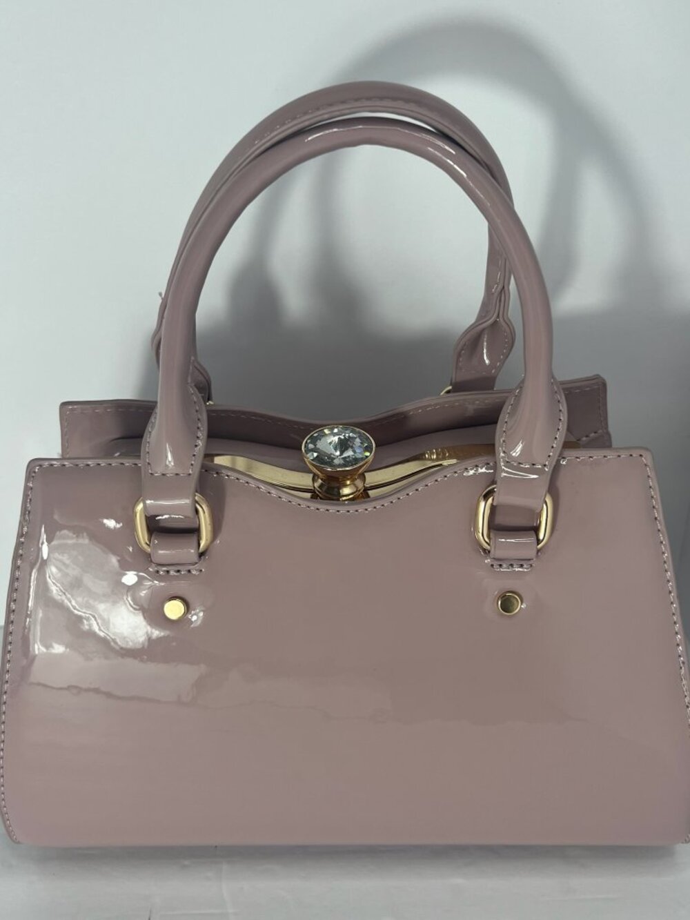 La Terre Pink Rhinestone Clasp Frame Bag